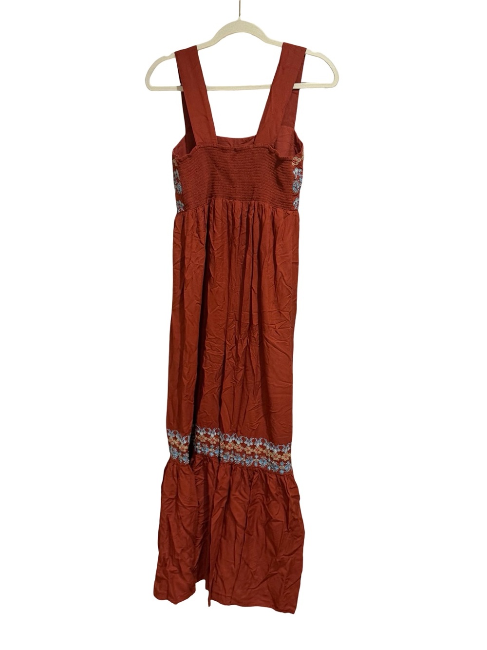 ๐ฟ Natural Life Hannah Embroidered Jumpsuit Women's Medium Rust Boho Floral - Picture 6 of 13